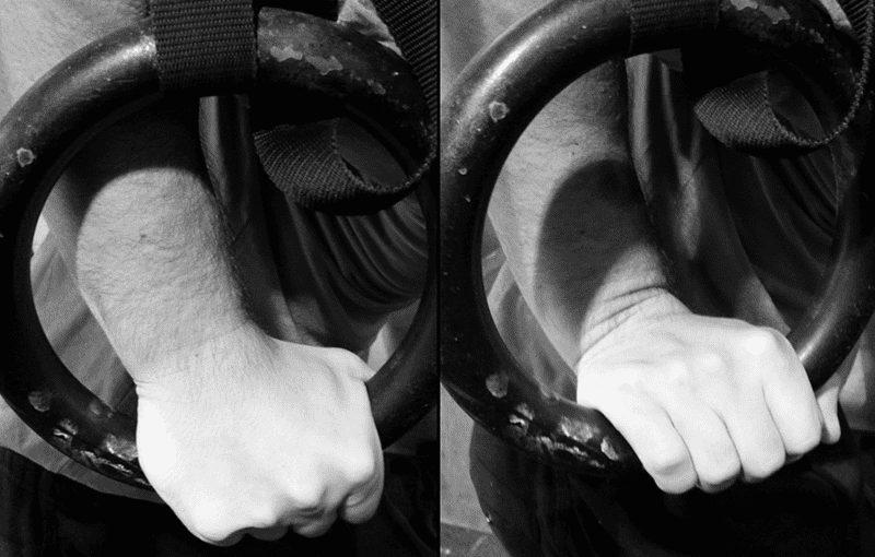 LEFT: Full false grip RIGHT: Pseudo false grip