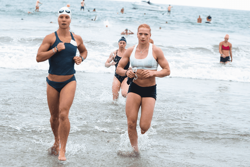 Annie Thorisdottir after a grueling sea swim 