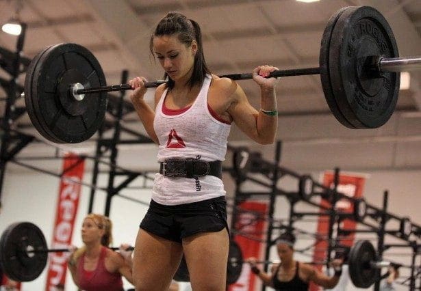 Camille Leblanc-Bazinet working on her squats