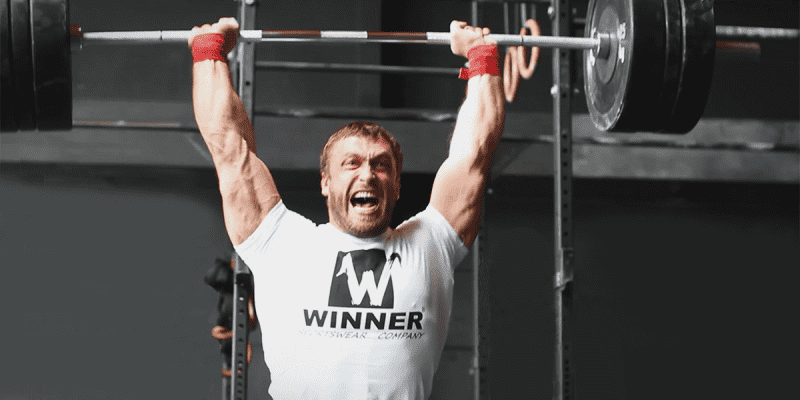 Dmitry Klokov with a Split Jerk Barbell lift