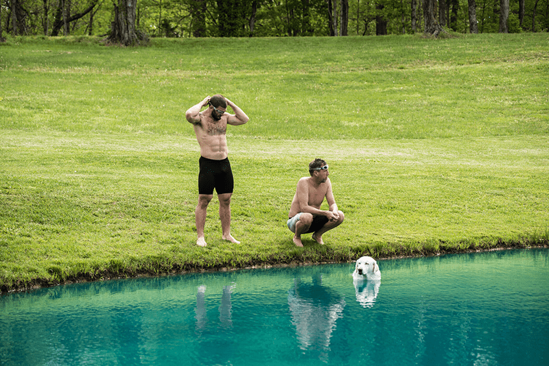 Chris Hinshaw and Mat Fraser swim training