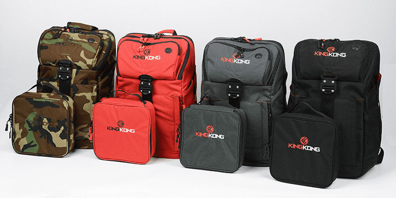 king kong backpacks in four different colours