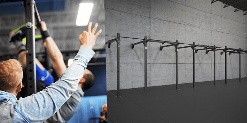 male crossfit athlete toes to bar