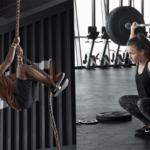 crossfit in wait female snatch lift male rope climb
