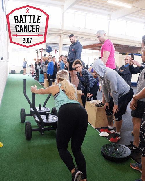 battle cancer 2017 event sled push