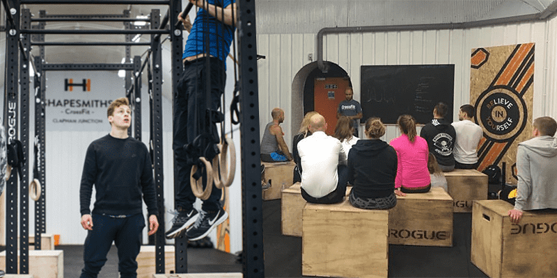 crossfit coaches teaching in shapesmiths crossfit box