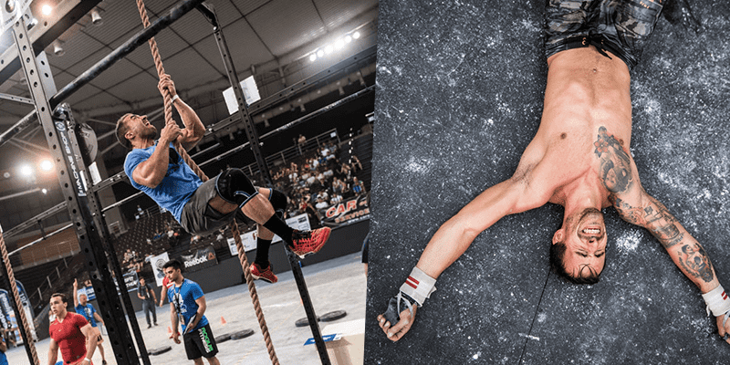 crossfit athlete rope climb