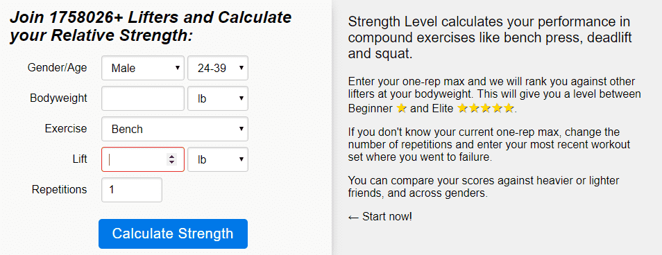 Weight Lifting Ratio Chart