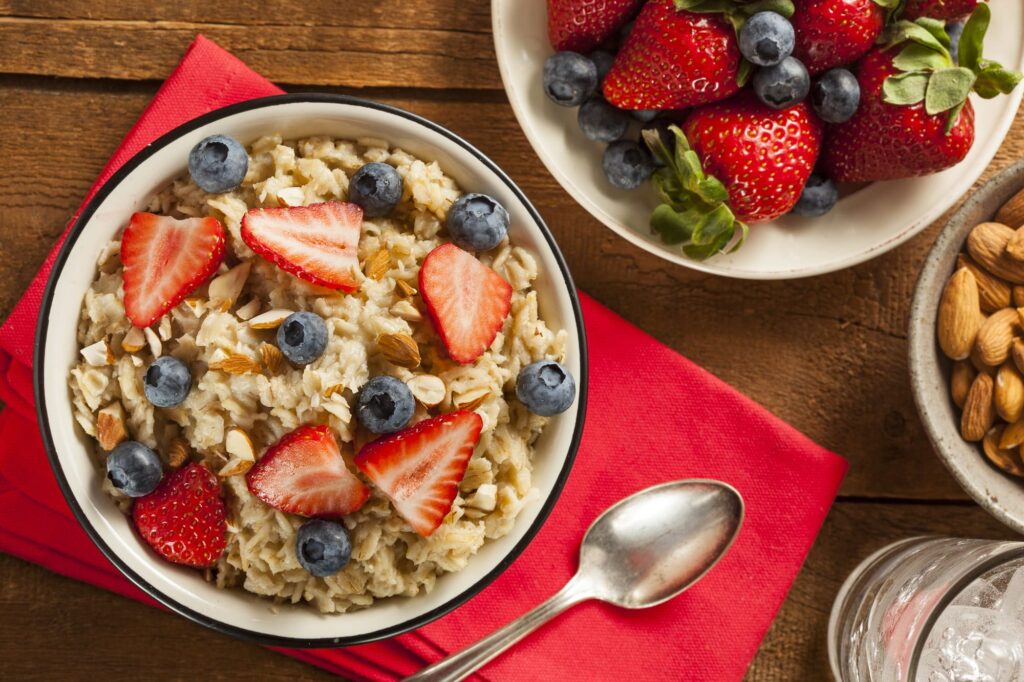 Healthy Homemade Oatmeal with Berries for Breakfast