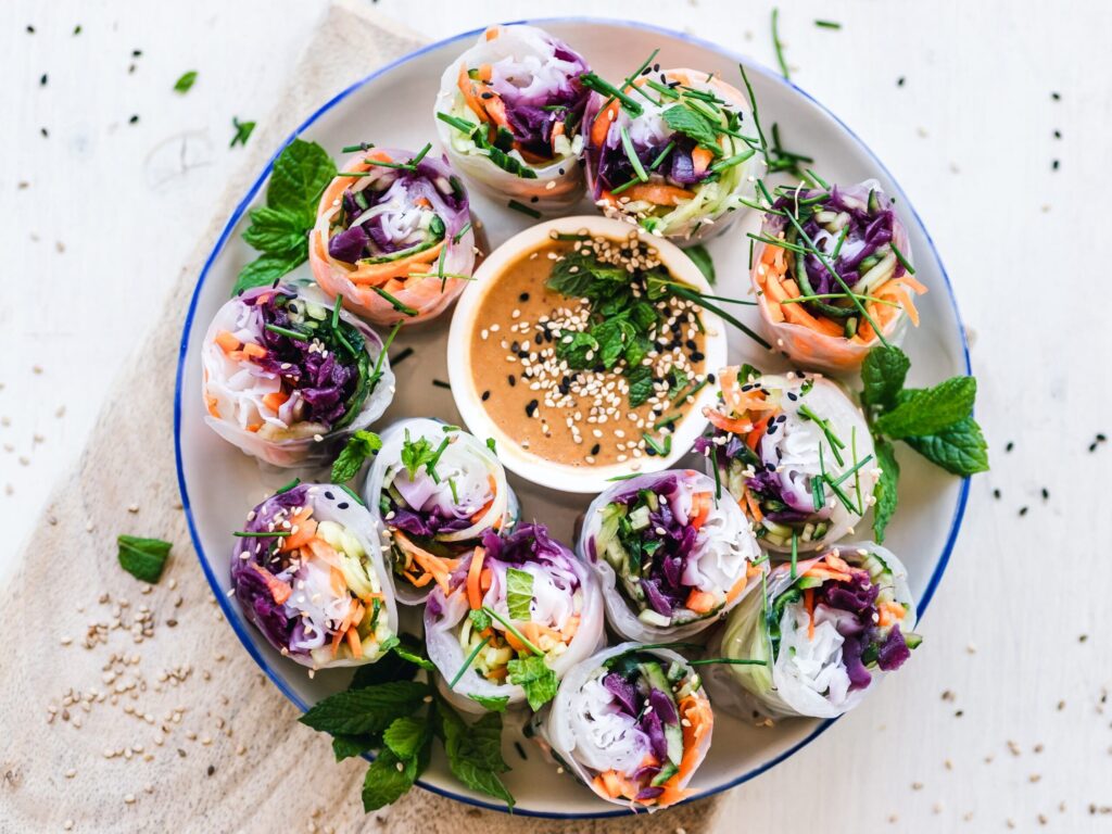 vegan and vegetarian summer rolls