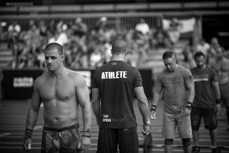 male athletes walking onto competition floor