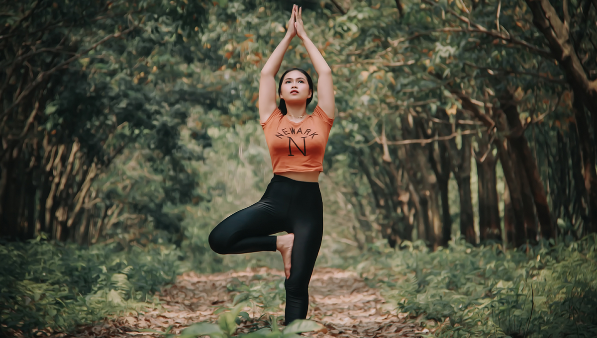 yoga poses for beginners in tranquil forest