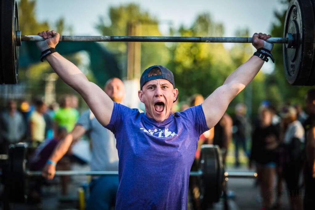 athlete happy after hitting lift at crossfit