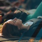 sporty woman meditates