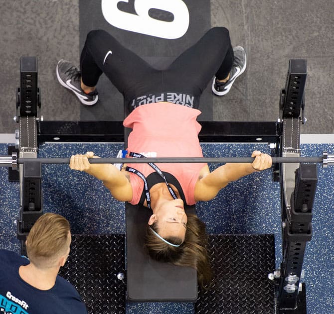 Athlete testing bench press grip strength