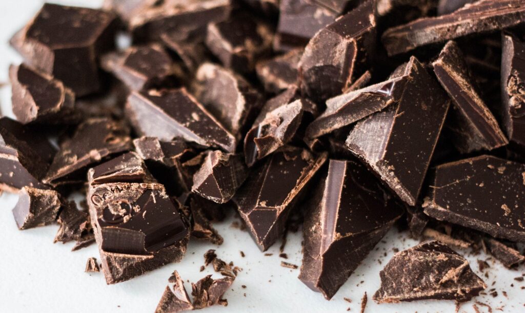 sliced vegan dark chocolate