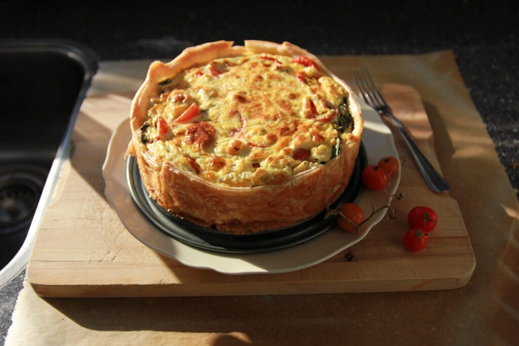 healthy vegetarian Christmas quiche dinner