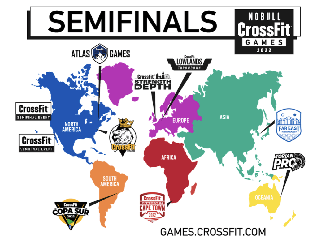 map of 2022 CrossFit Semifinal events