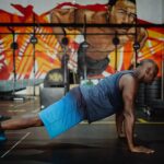 athlete performs perfect chest push-up workout at gym