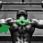 Traps on athlete barbell shrug