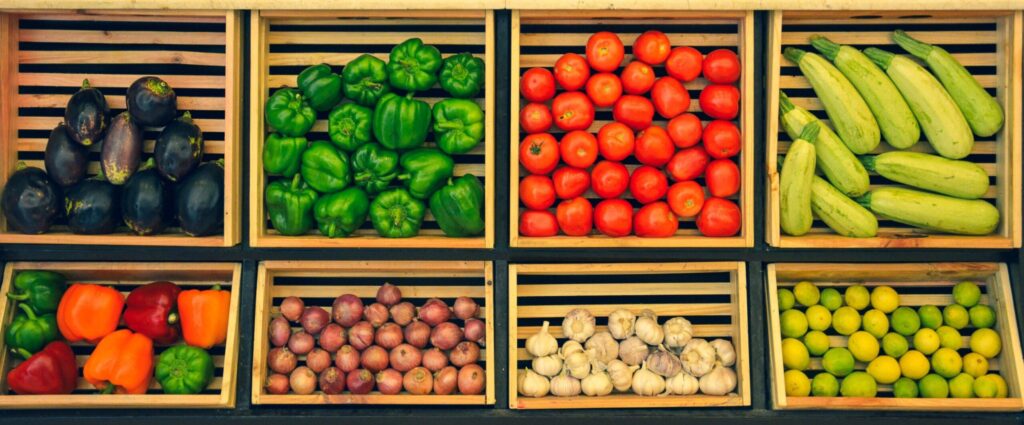 assorted vegetables in crates