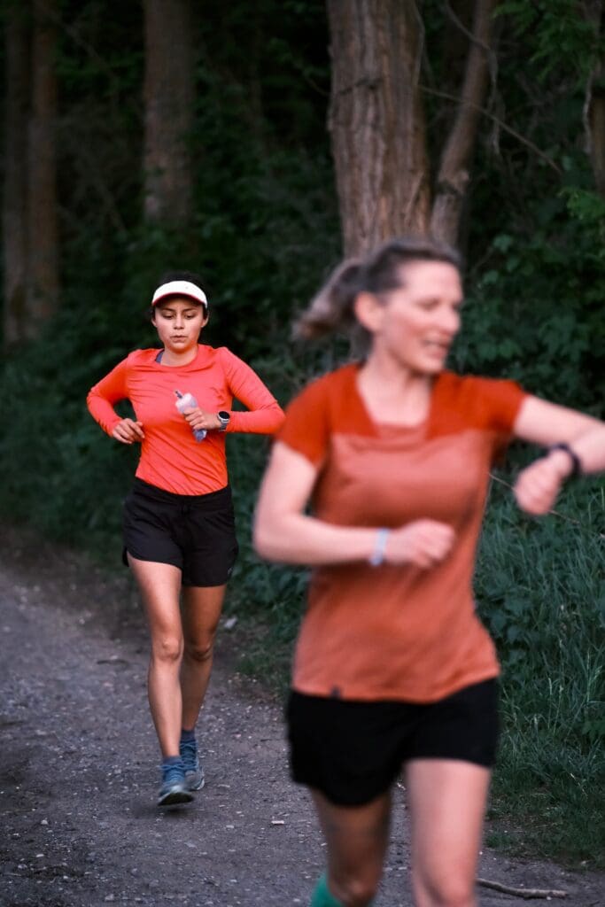 two runners complete a loop of the devil's loop backyard ultra