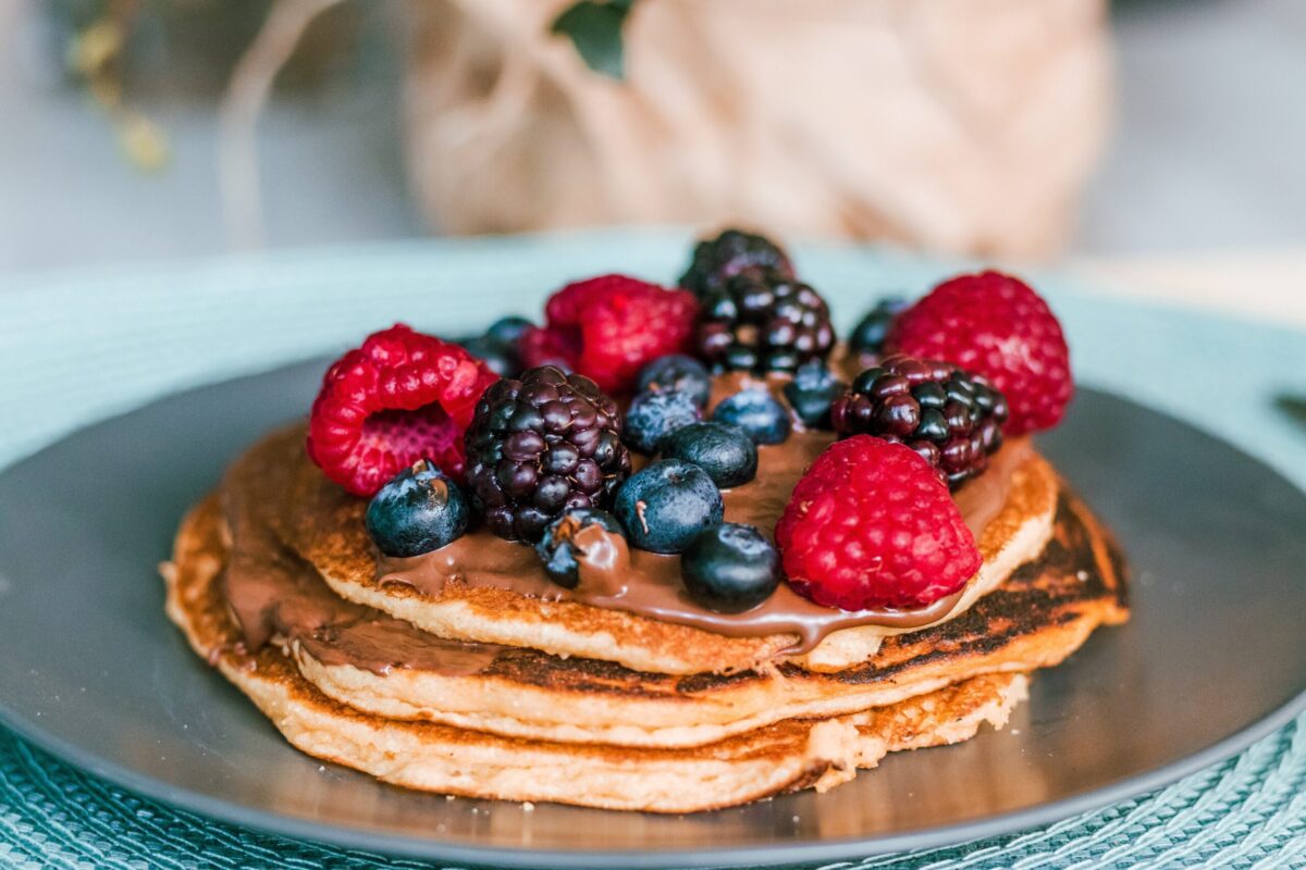 protein pancakes with berries on top