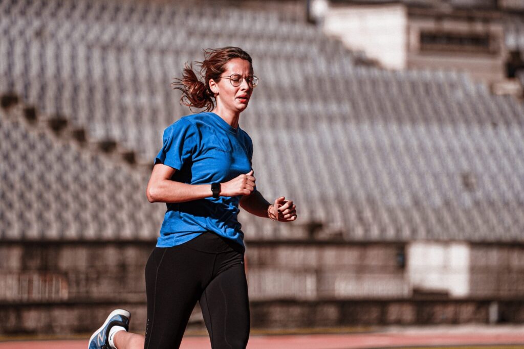 athlete in the middle of fast track workout