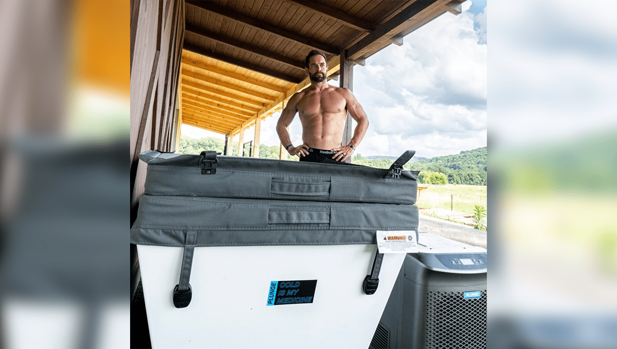 rich froning stands behind cold plunge recovery tool