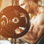 Man doing a barbell bicep curl