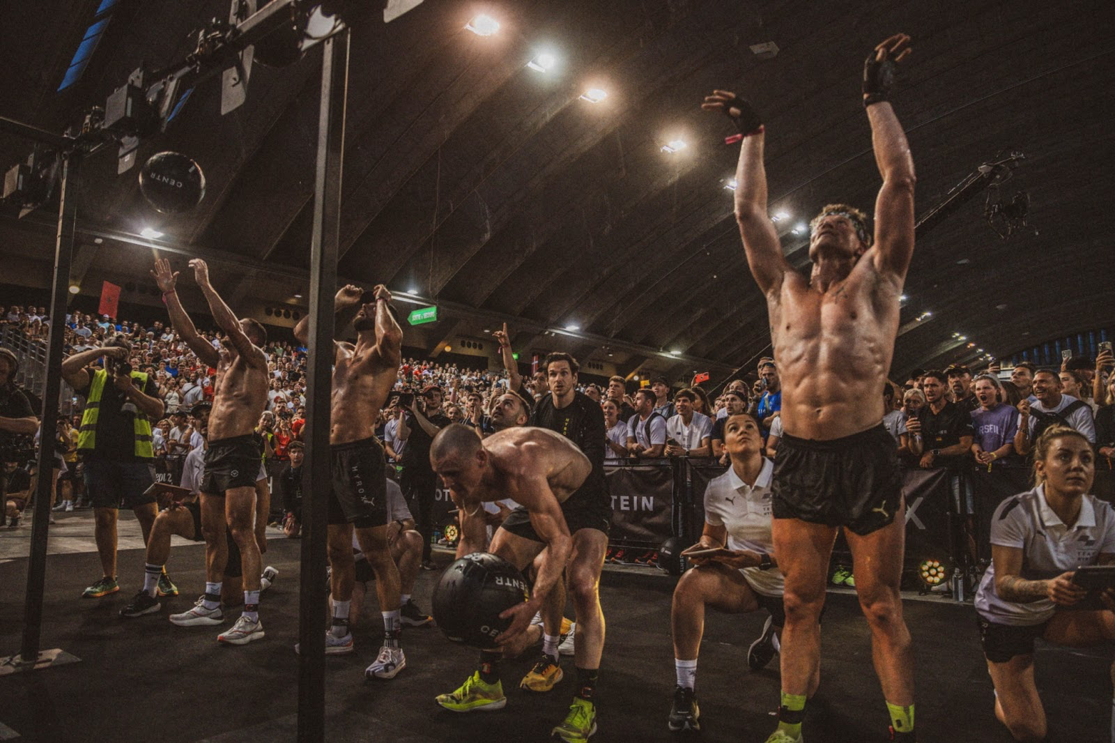 Athletes doing wall balls