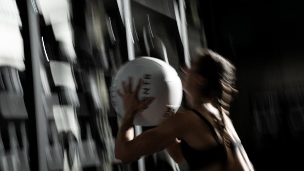 Athlete doing wall balls