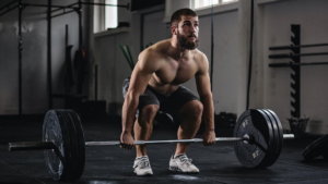 Athlete deadlifting