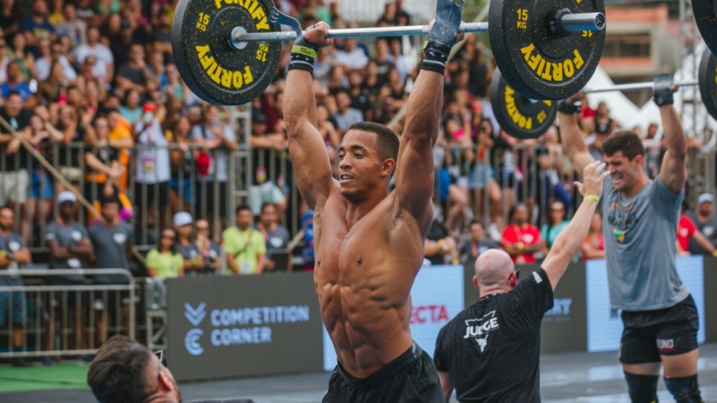 Barbell and athlete
