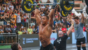 Barbell and athlete